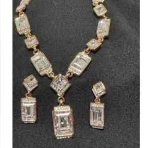 AUTHENTIC Swarovski Gold Necklace, & Earrings SET